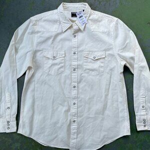 Men's Todd Snyder New York Cotton Twill Western Shirt Sz XL Bisque MOP Snaps NWT